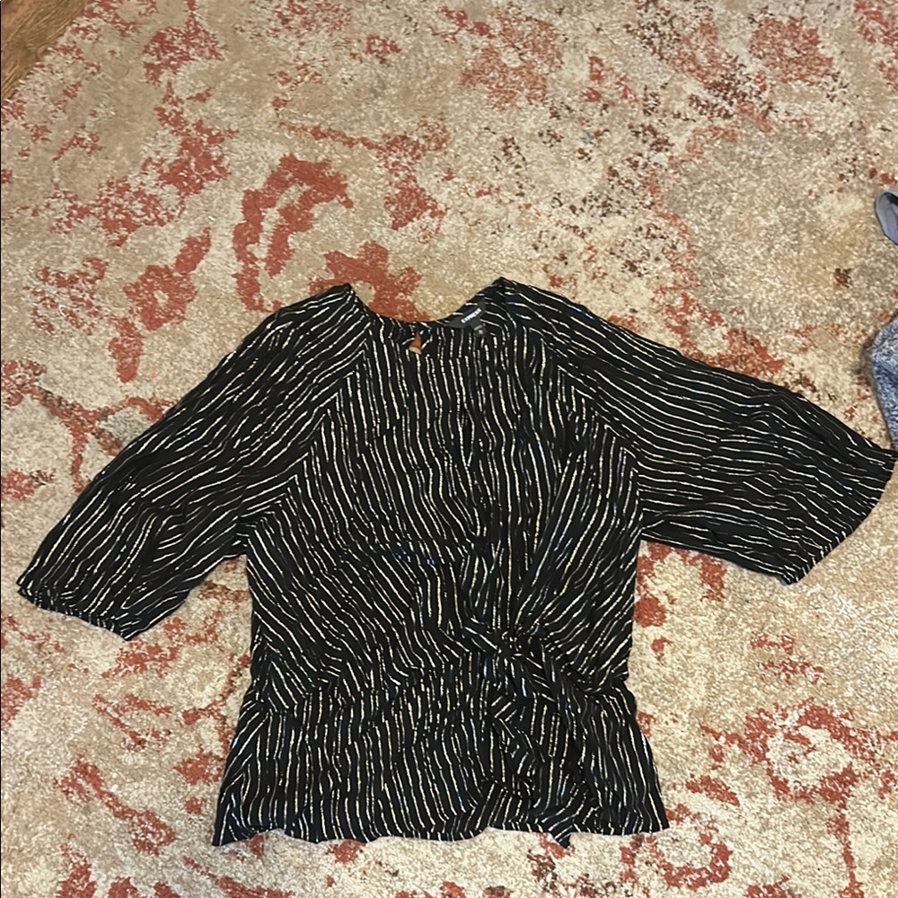Black and White Striped Women's Top